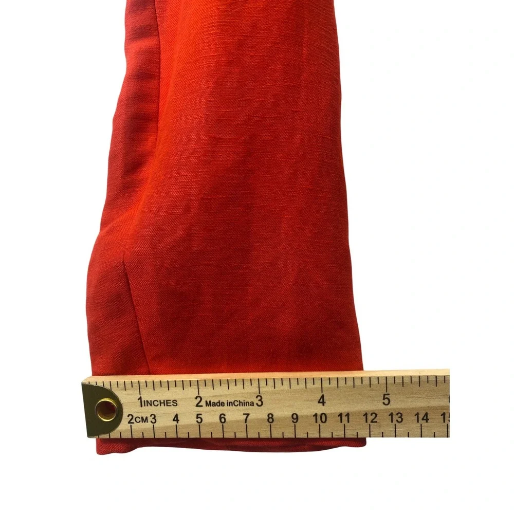 Jones‎ New York Suits Red Linen Blend Collarless Zip Front Jacket Womens 4
